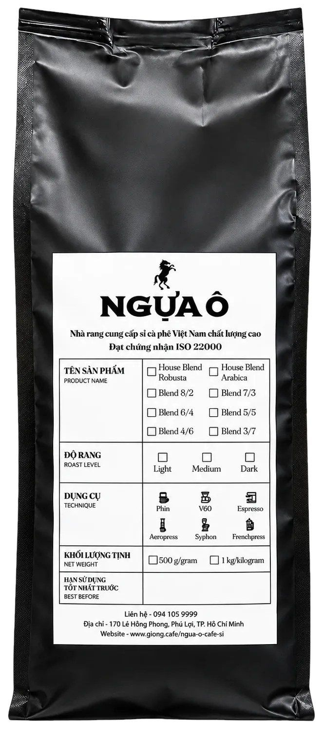 Túi cà phê sỉ Ngựa Ô 1kg — Robusta Bảo Lâm